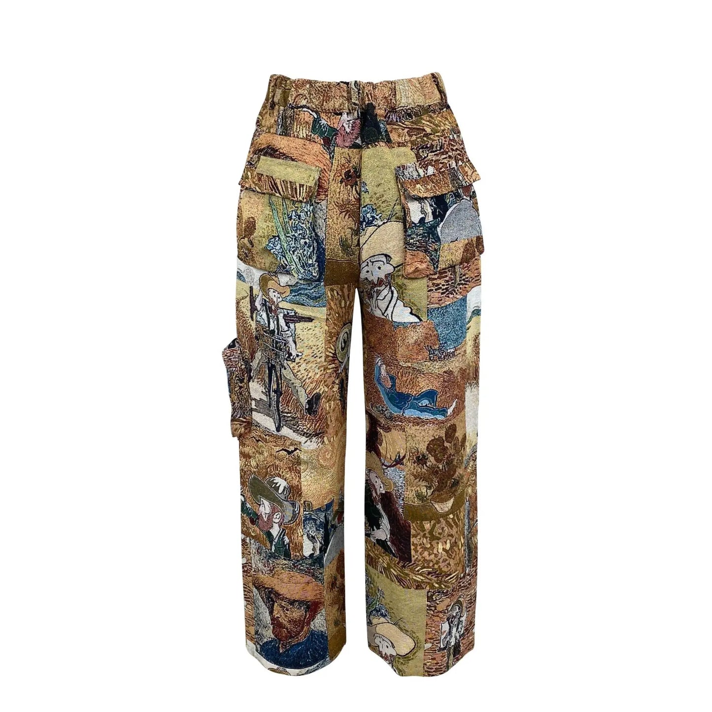 CM.YAYA Fashion Women Vintage 3D Print Wide Leg Jogger Pants 2025 Streetwear Cargo Active Hip Hop Straight Sweatpants Trousers