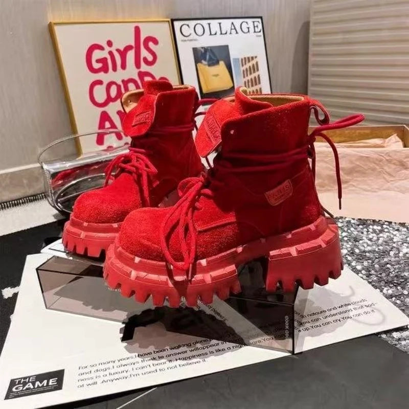 Ankle Boots for Women Designer Flats Platform Shoes Fashion Winter Dress Woman Boots 2025 New Suede Cozy Chelsea Botas De Mujer