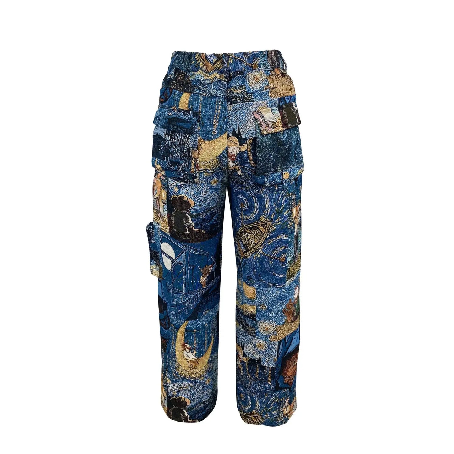 CM.YAYA Fashion Women Vintage 3D Print Wide Leg Jogger Pants 2025 Streetwear Cargo Active Hip Hop Straight Sweatpants Trousers