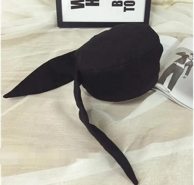 New 1 piece black Cute Berets Travel Phtoto Soft Fluff Rabbit Ear eye Hat Long Ear