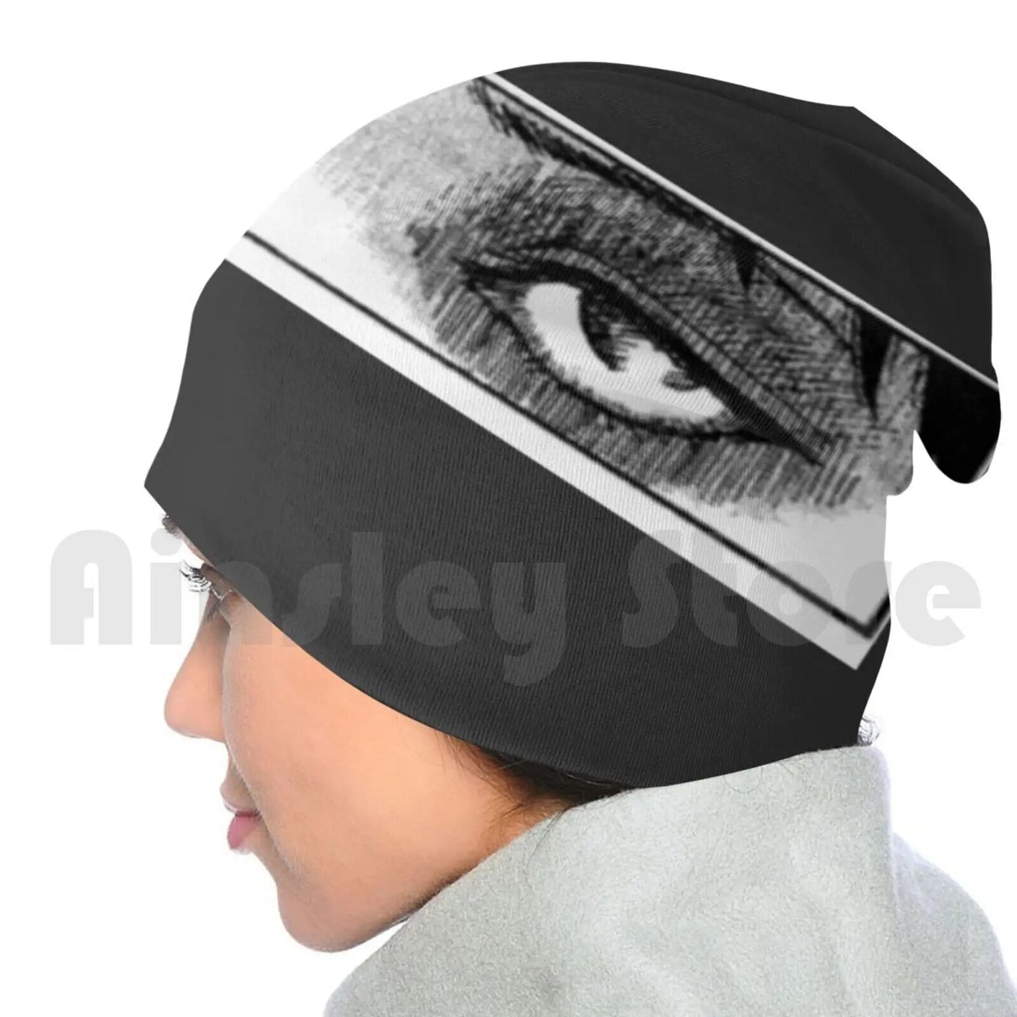 Junji Ito Anime Eyes Beanies Knit Hat Hip Hop Edgy Emo Horror Scary Goth Anime Manga Weeb Weeaboo Horror