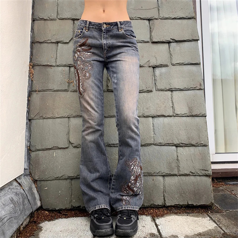 Punk Dark Alt Jeans Women Bandage Denim Pants 90s Gothic Emo Cargo Pants Fairycore Jogger Cyber Y2k Trousers Baggy Jean Techwear