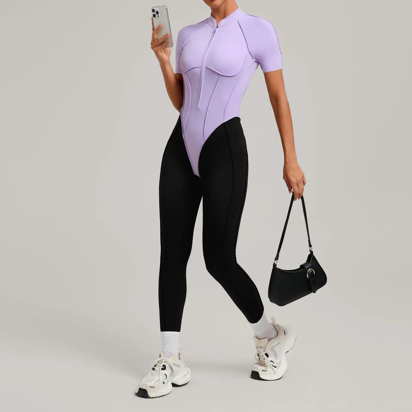 Pad Zipper Yoga Set Sports Fitness Hollow Back Skinny Women One-Piece Jumpsuits Workout Legging Clothing Gym Bodysuit  XP83