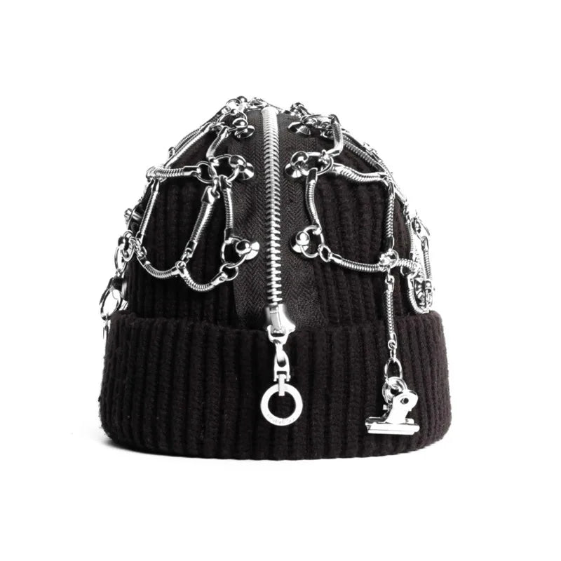 HKSH Spring Autumn Winter New Men's Tide Dark Handmade Original Trend Punk Heavy Metal Zippers Hat Fashion Chic Techwear HK3455