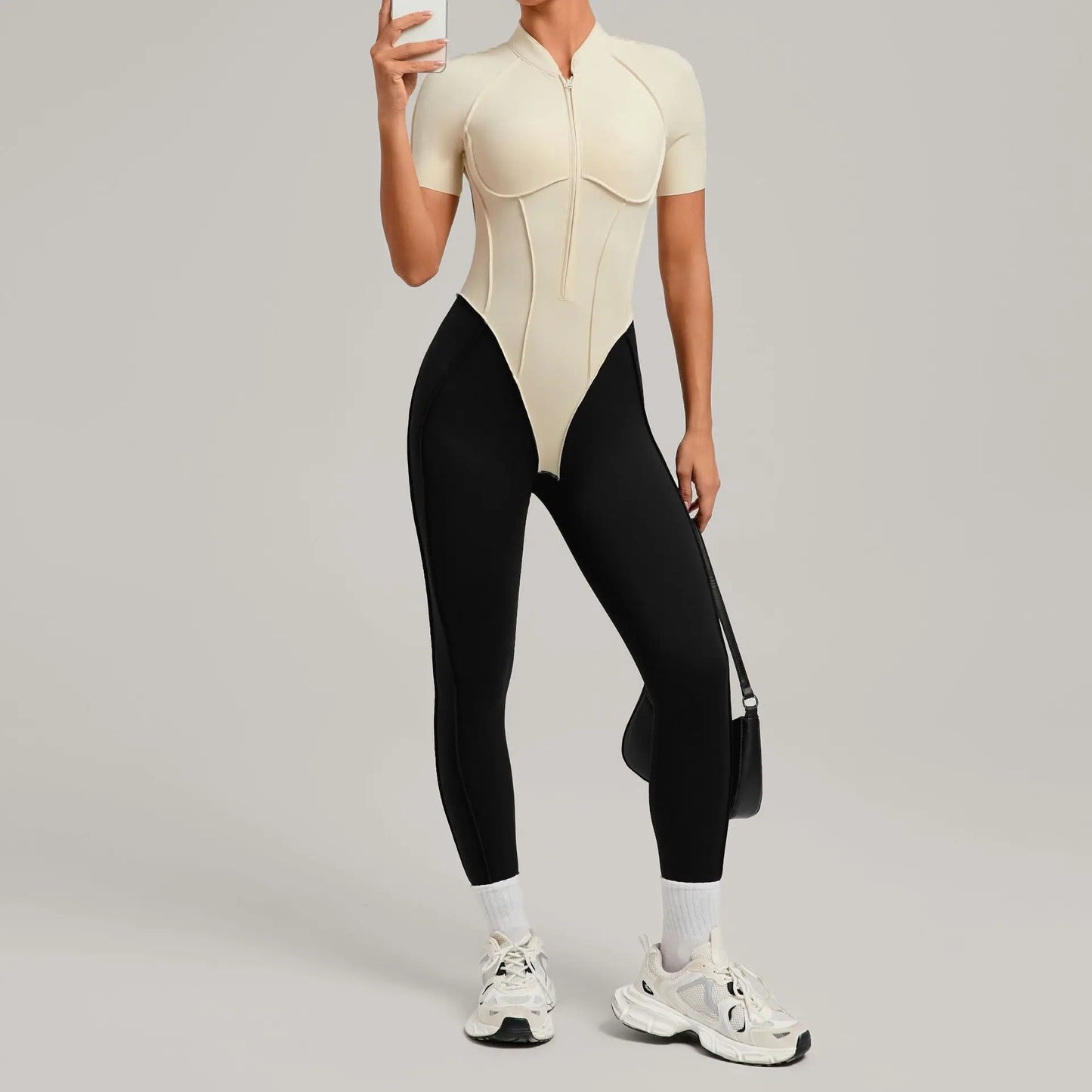 Pad Zipper Yoga Set Sports Fitness Hollow Back Skinny Women One-Piece Jumpsuits Workout Legging Clothing Gym Bodysuit  XP83