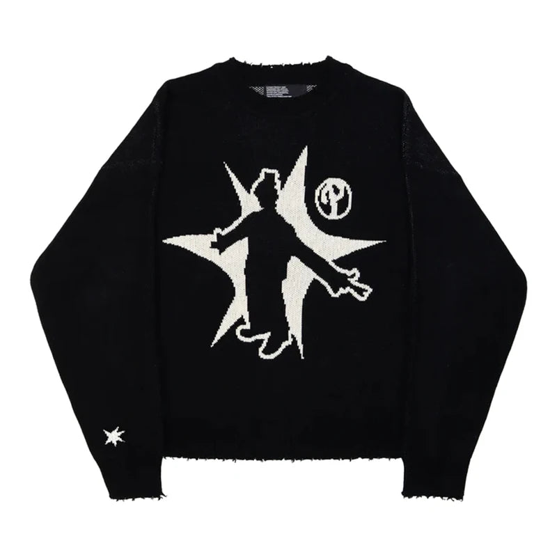 Men's Winter Sweater Pullovers Knit Long Sleeve Tops Hip Hop Graphic Korean Fashion Harajuku Jumper Goth Y2k Streetwear Clothing