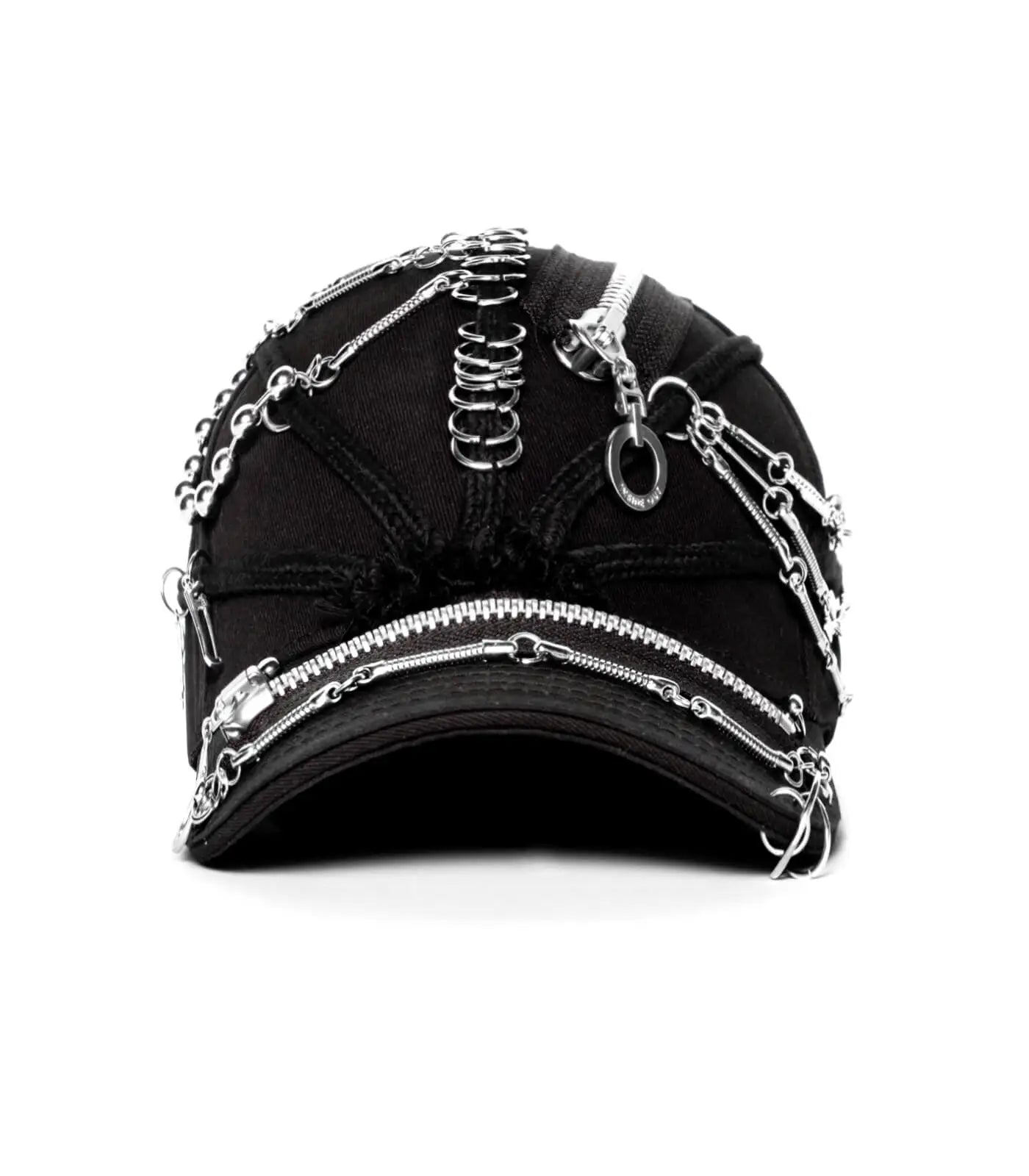 Trendy Dark Avant-Garde Style Techwear Handmade Heavy Metal Punk Dreadlocks Black Peaked Cap Hat High Quality