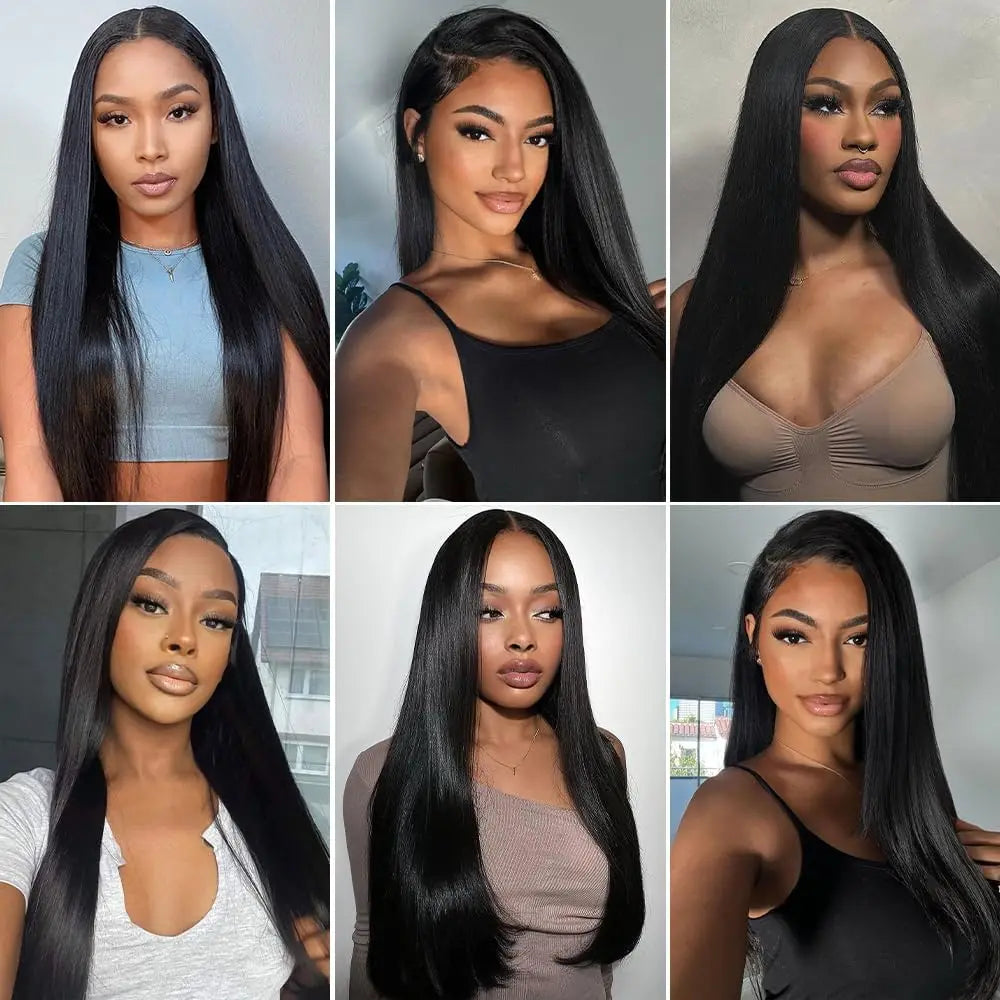 36 38 Inch 13x6 HD Transparent Bone Straight Lace Frontal Wigs 5x5 Glueless Wear and Go Human Hair Wig 200 Density for Women